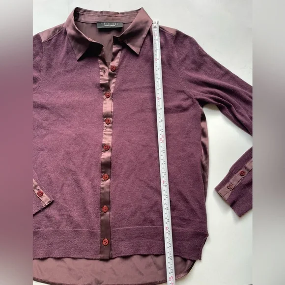 twin set simona barbieri Purple Button-Up Top sweater wool silk - Picture 4 of 10